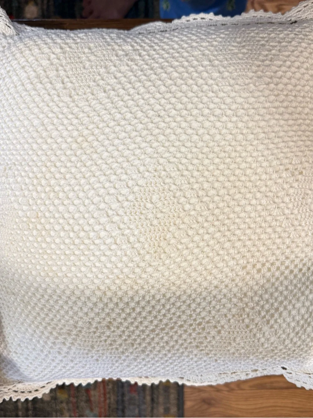 White Crochet Accent Pillow - Classic Home Accent